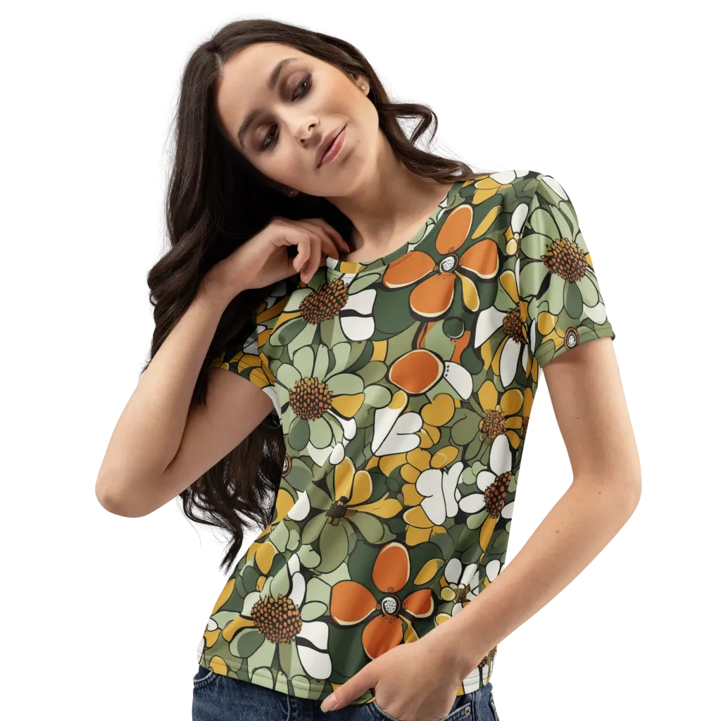 Marigold Menagerie on Women's Crew Neck T-Shirt — Left Front