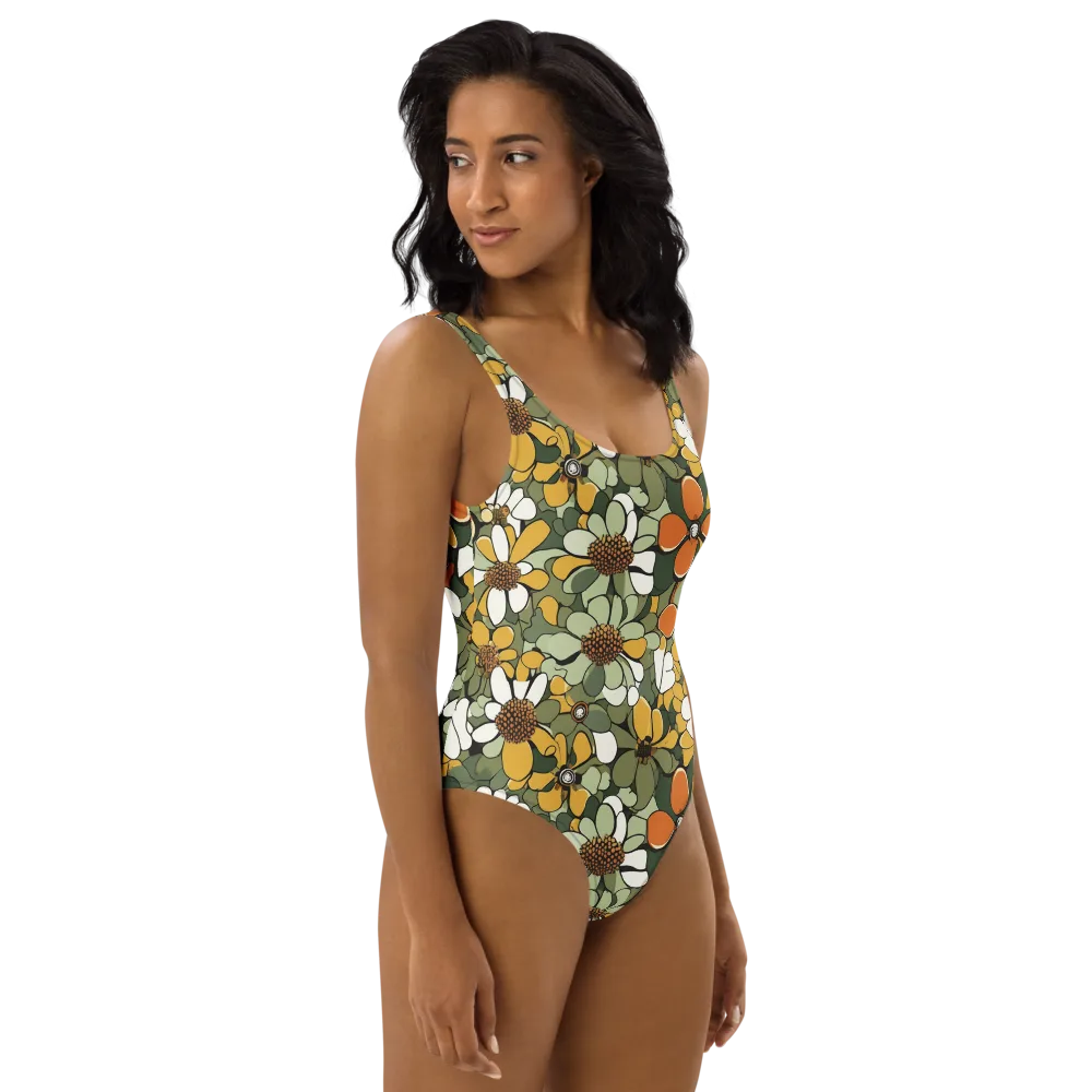 Marigold Menagerie on One-Piece Swimsuit — Right