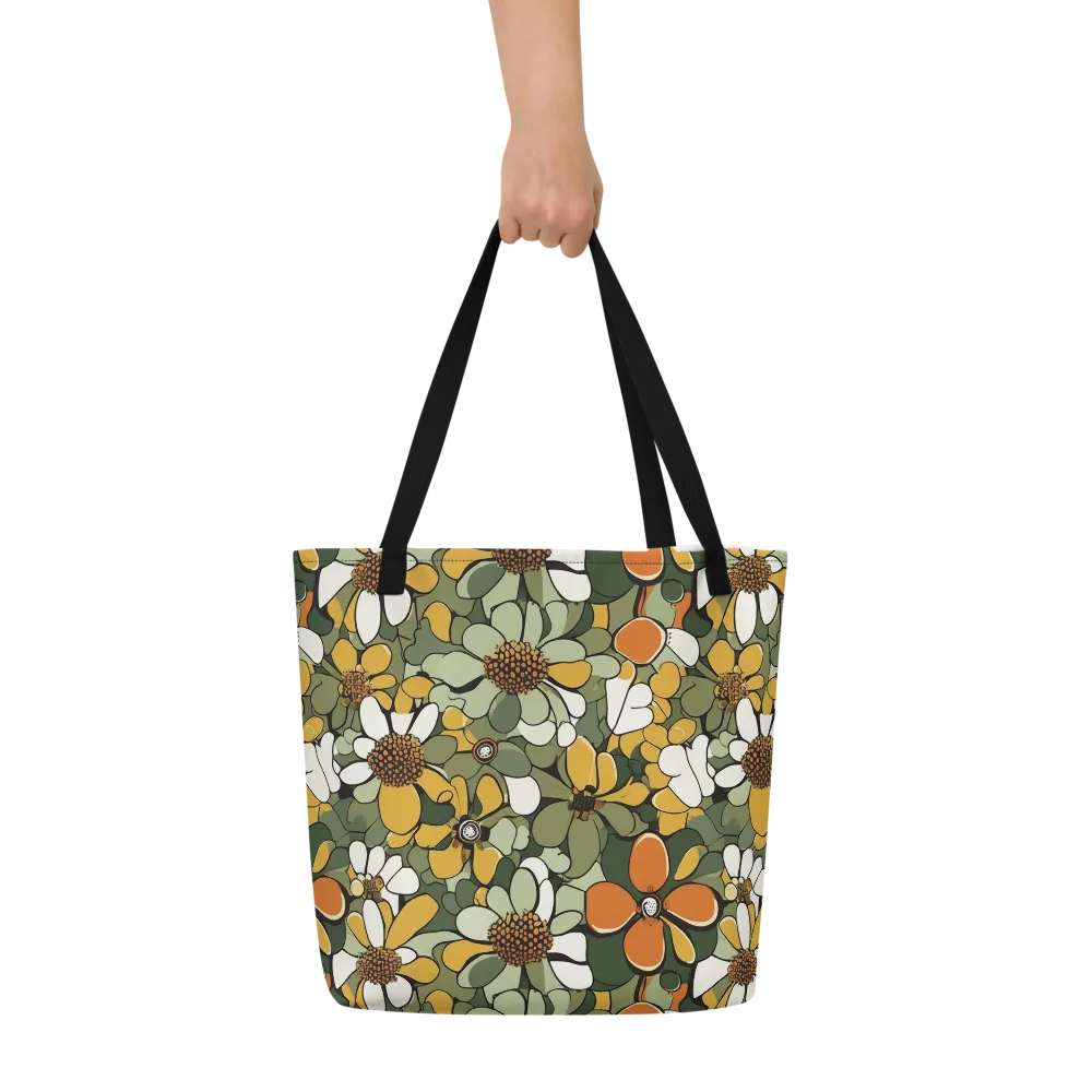 Marigold Menagerie on Large Tote Bag W/ Pocket — Front