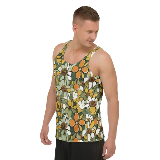Marigold Menagerie on a Men's Tank Top