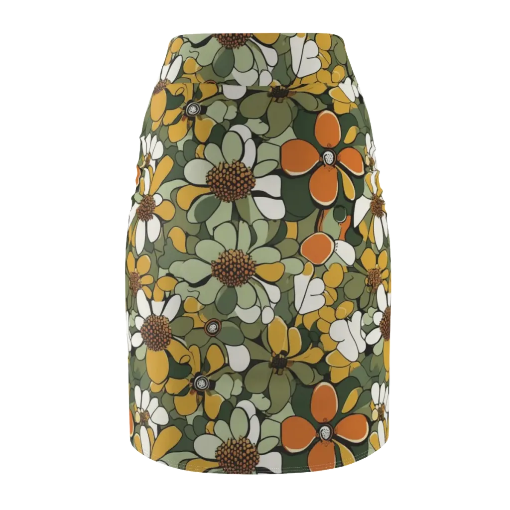 Marigold Menagerie on Pencil Skirt — Back