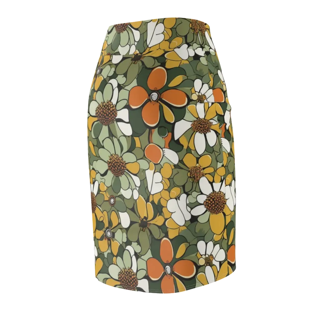 Marigold Menagerie on Pencil Skirt — Back Side