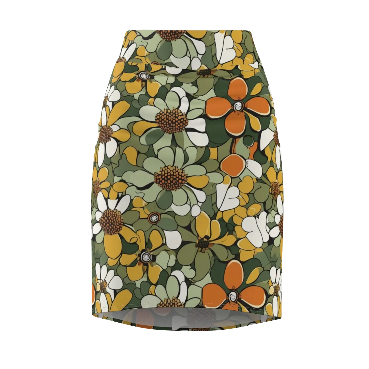 Marigold Menagerie on Pencil Skirt — Front