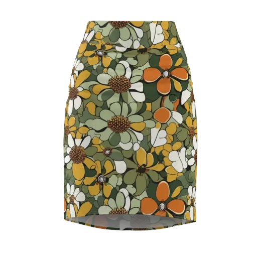 Marigold Menagerie on a Pencil Skirt