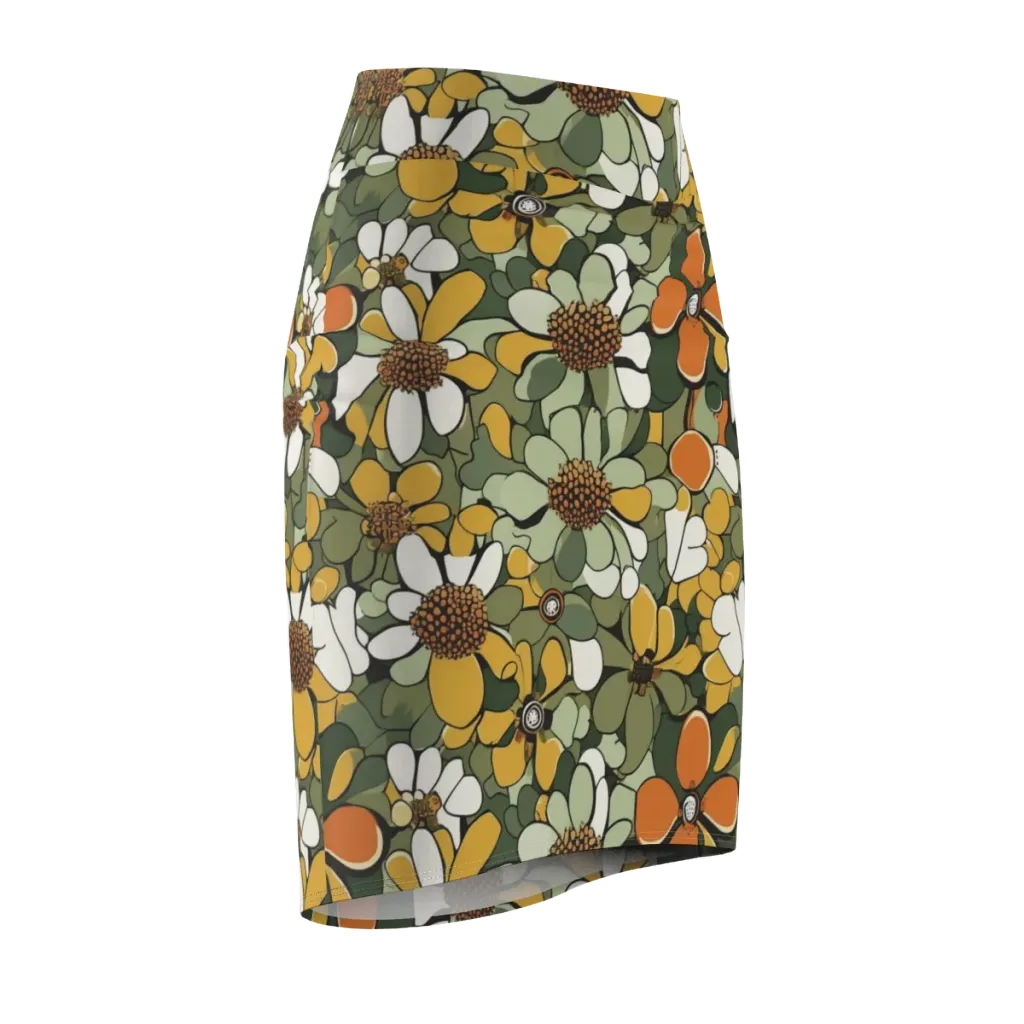 Marigold Menagerie on Pencil Skirt — Front Side