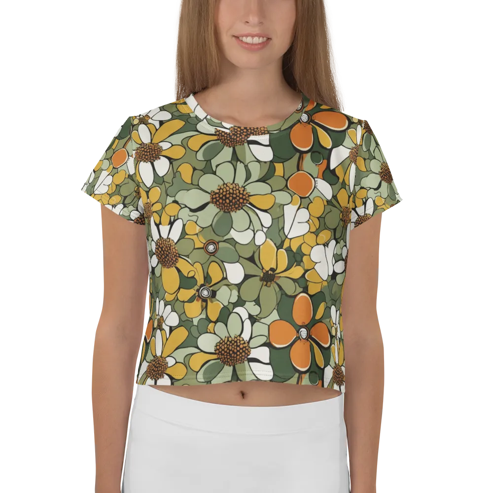 Marigold Menagerie on Crop Tee — Front
