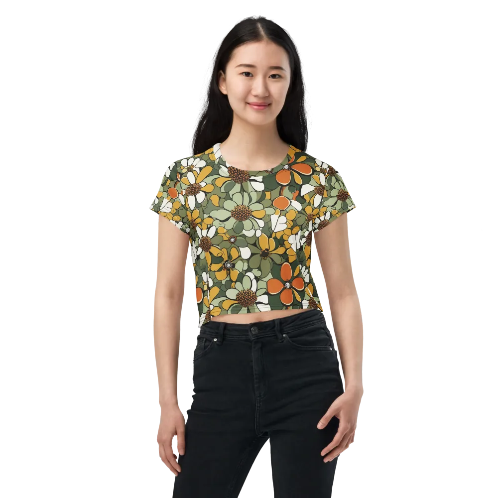 Marigold Menagerie on Crop Tee — Front
