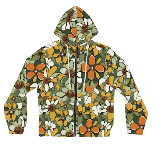 Marigold Menagerie on a Women's Full-Zip Hoodie