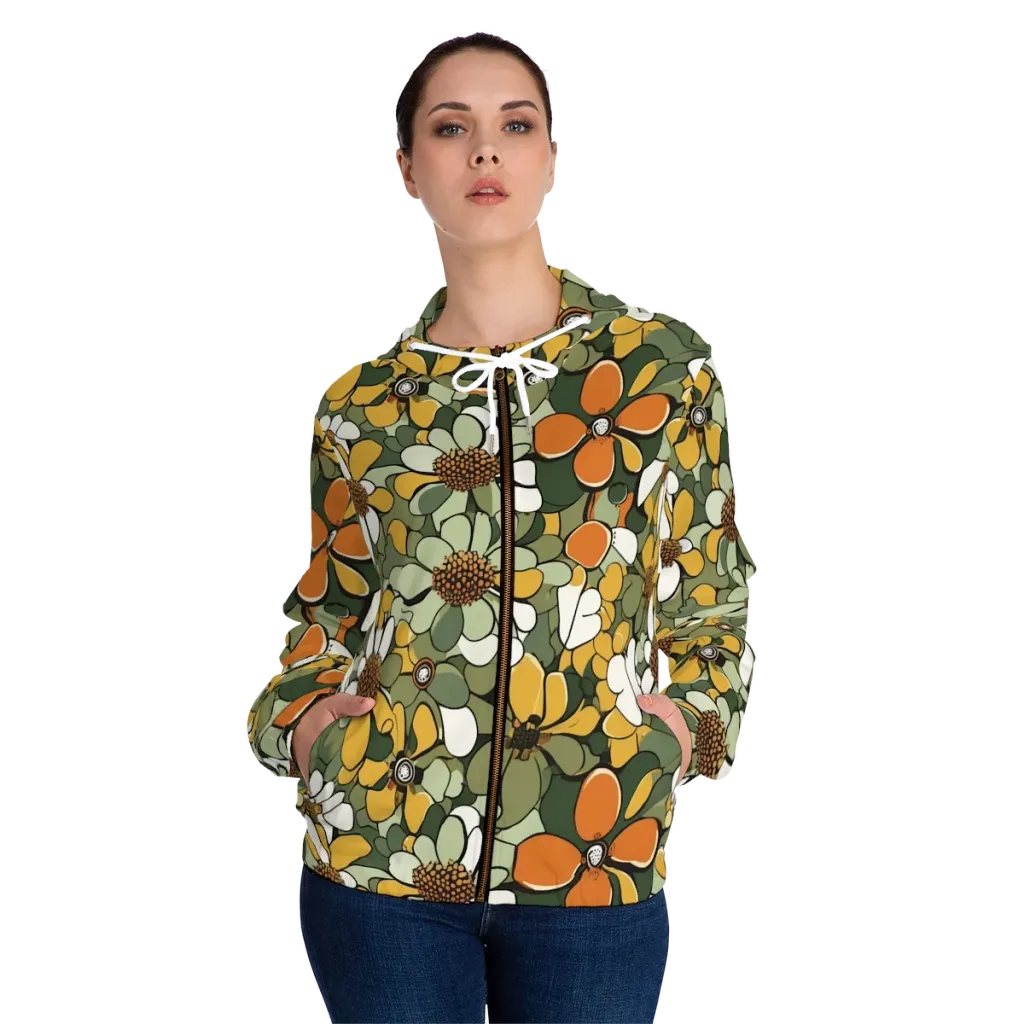 Marigold Menagerie on Women's Full-Zip Hoodie — Front On Person