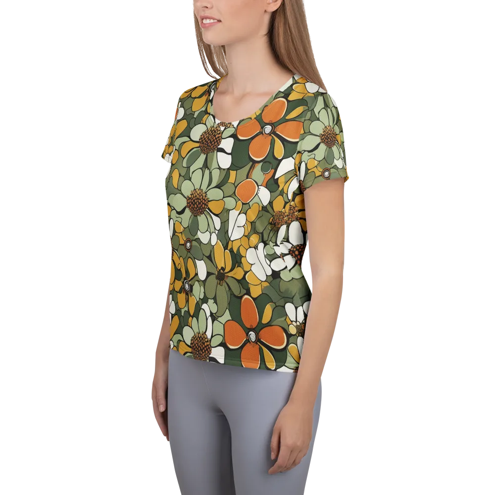 Marigold Menagerie on Women's Athletic T-Shirt — Left