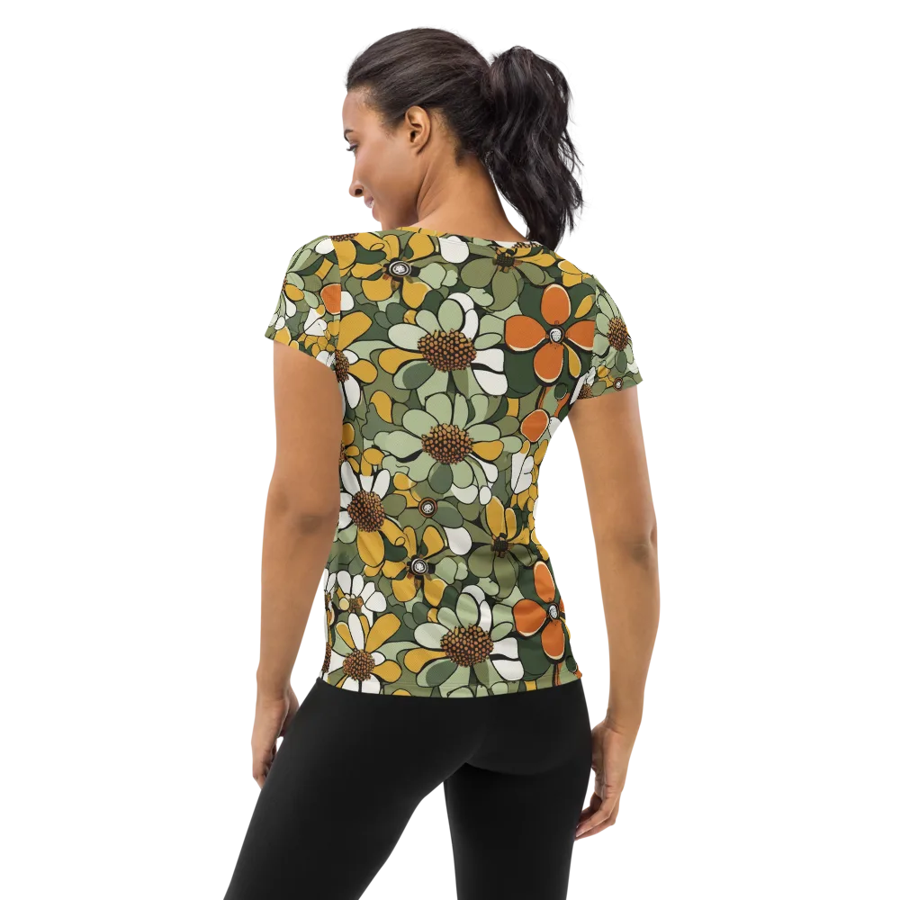 Marigold Menagerie on Women's Athletic T-Shirt — Back