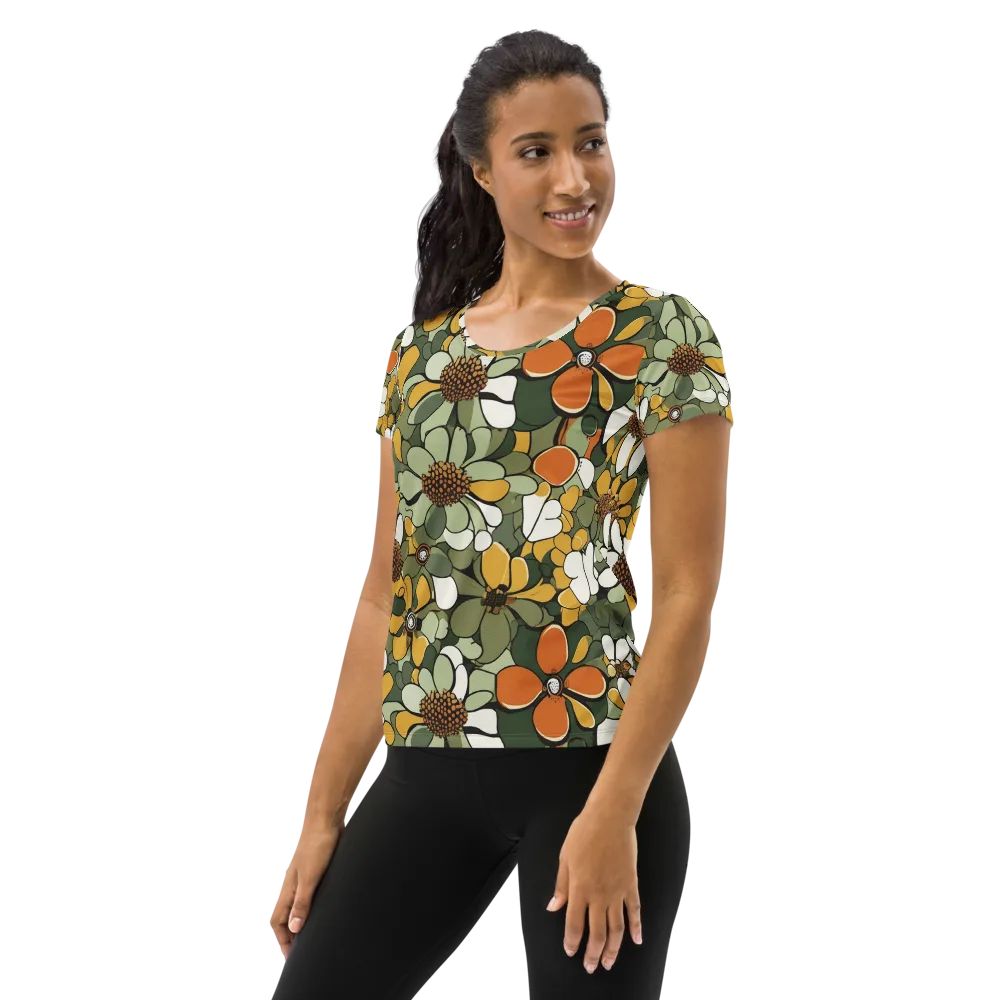 Marigold Menagerie on Women's Athletic T-Shirt — Left