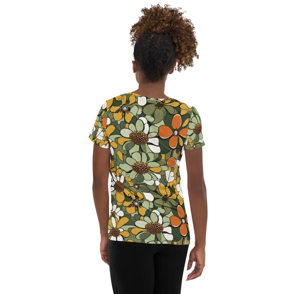 Marigold Menagerie on Women's Athletic T-Shirt — Back
