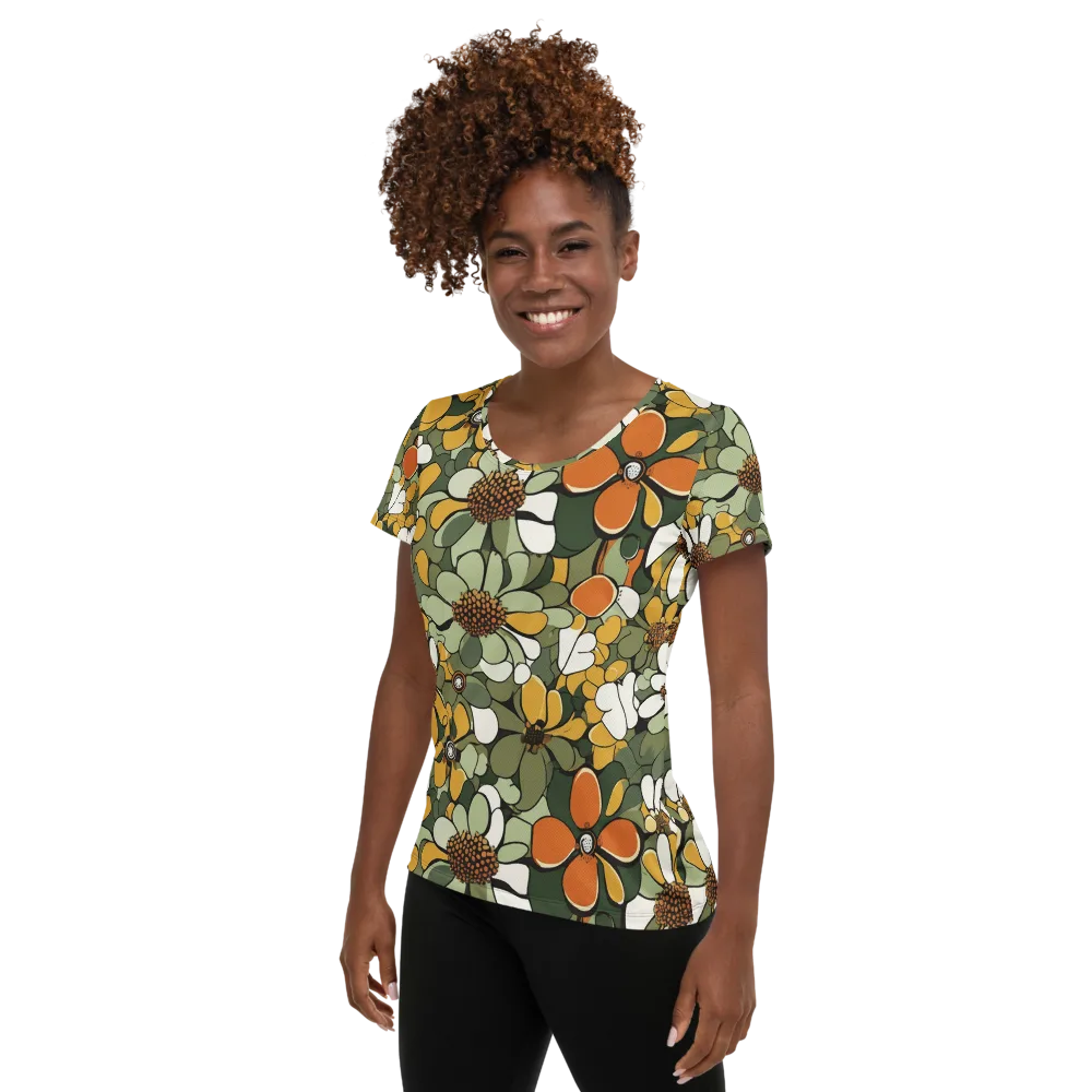 Marigold Menagerie on Women's Athletic T-Shirt — Left