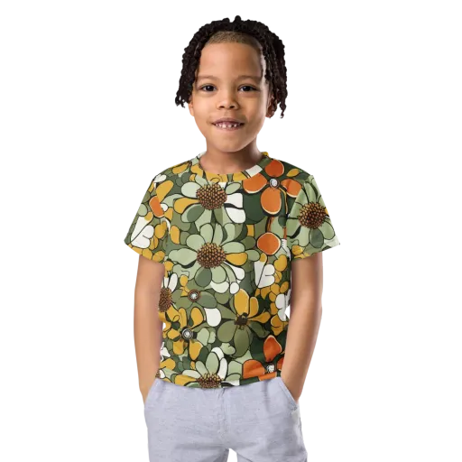 Marigold Menagerie on a Kids Crew Neck T-Shirt