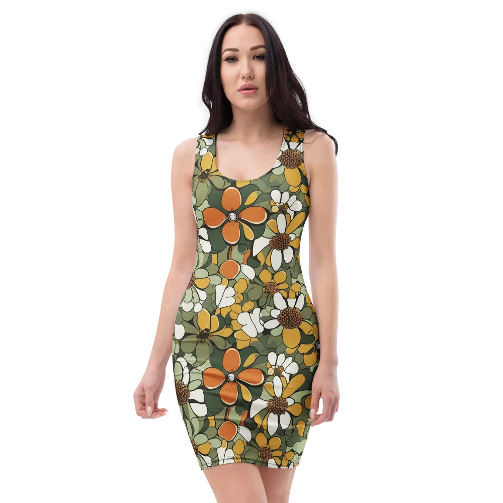 Marigold Menagerie on Bodycon Dress — Front