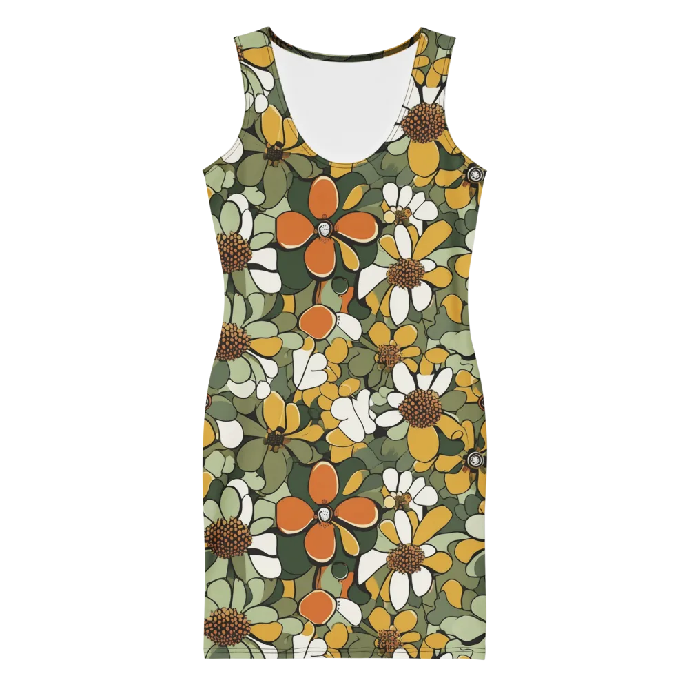 Marigold Menagerie on Bodycon Dress — Front