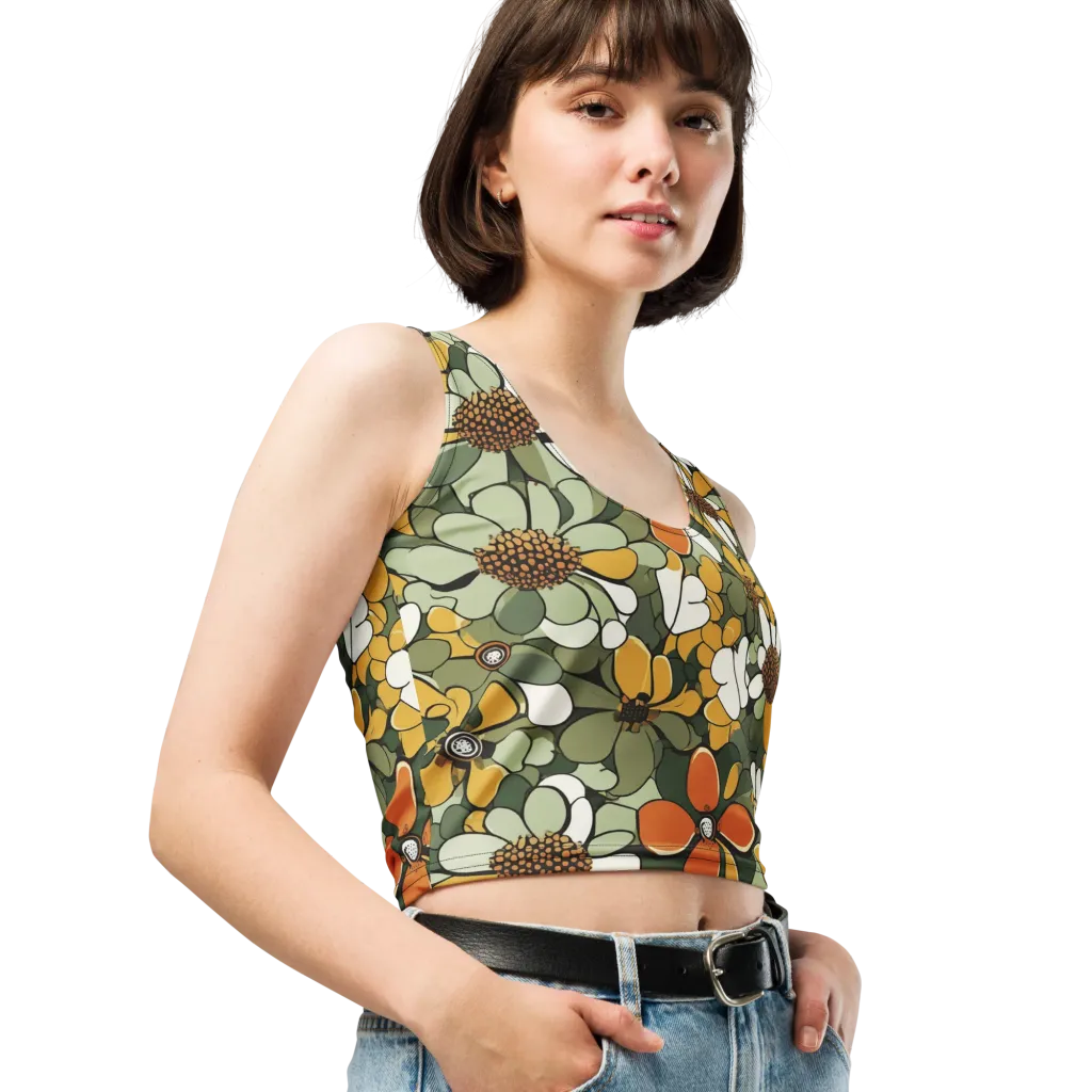 Marigold Menagerie on Crop Top — Right Front
