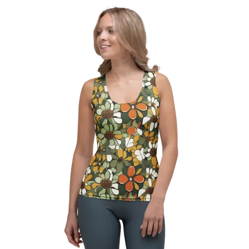 Marigold Menagerie on a Women's Tank Top