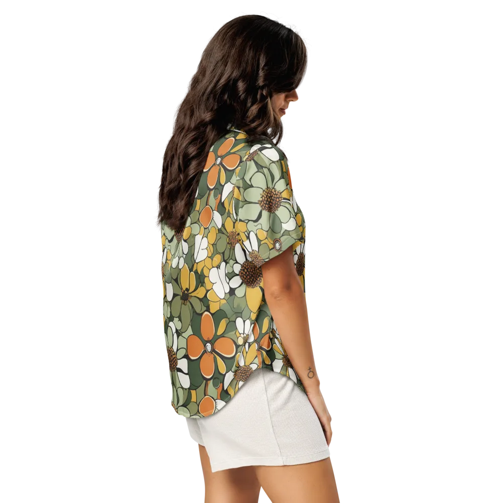 Marigold Menagerie on Women's Short Sleeve Pajama Top — Right Back