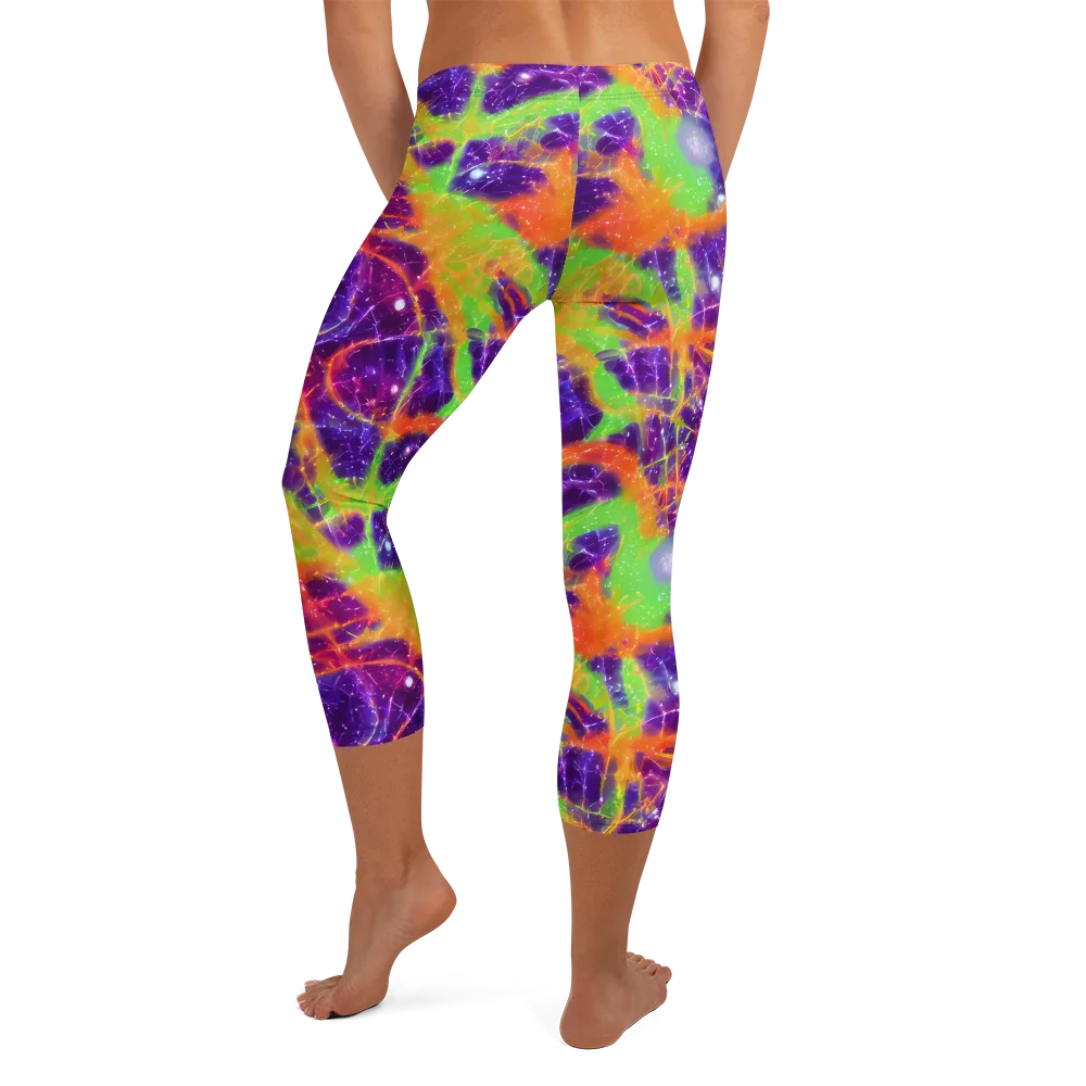 Purple Inferno on Capri Leggings — Back