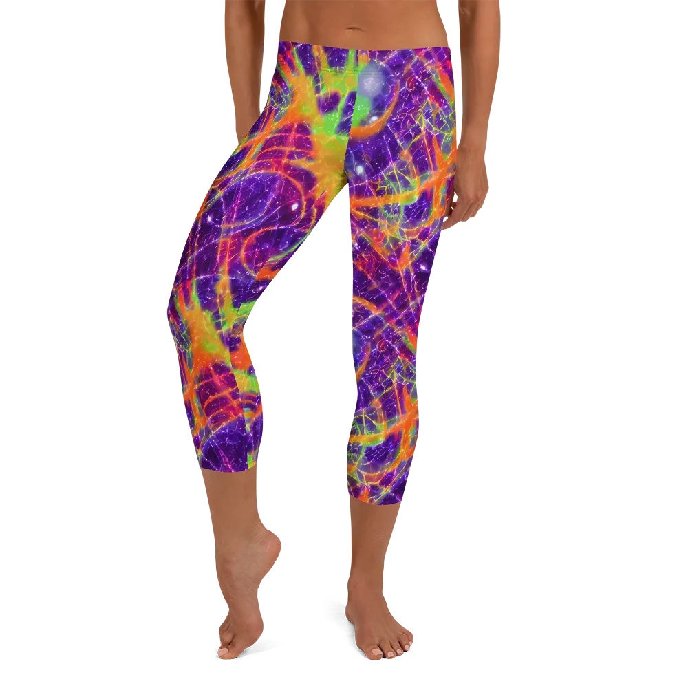 Purple Inferno on Capri Leggings — Front