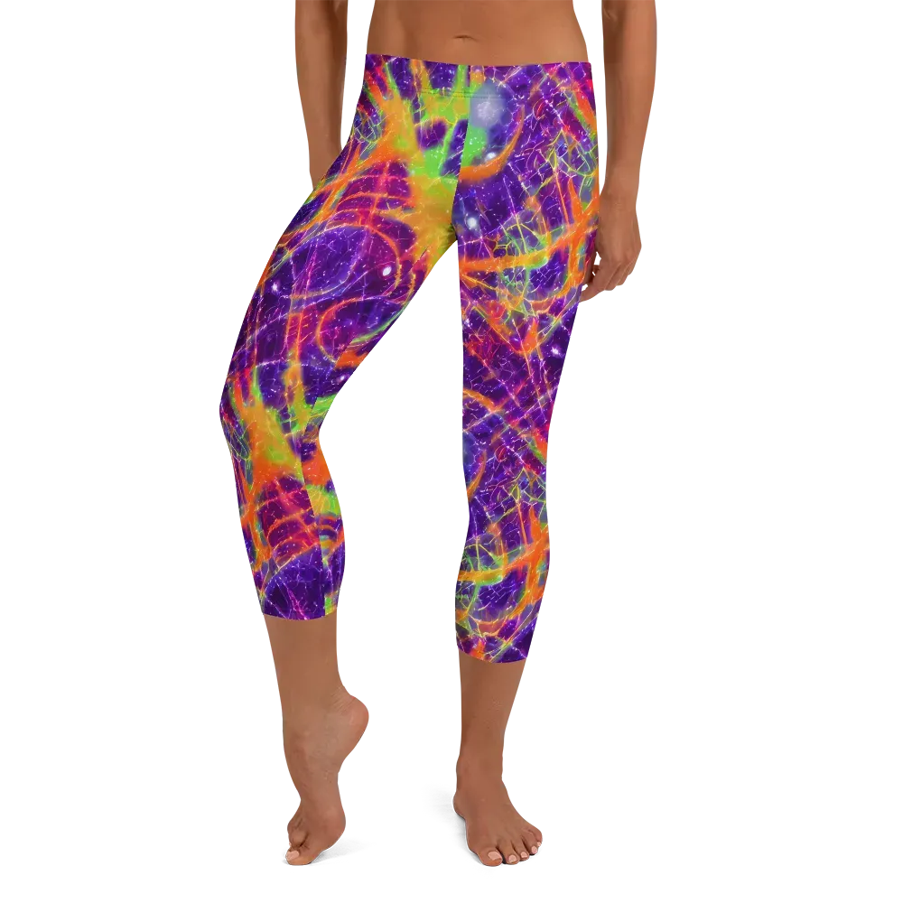 Purple Inferno on Capri Leggings — Front