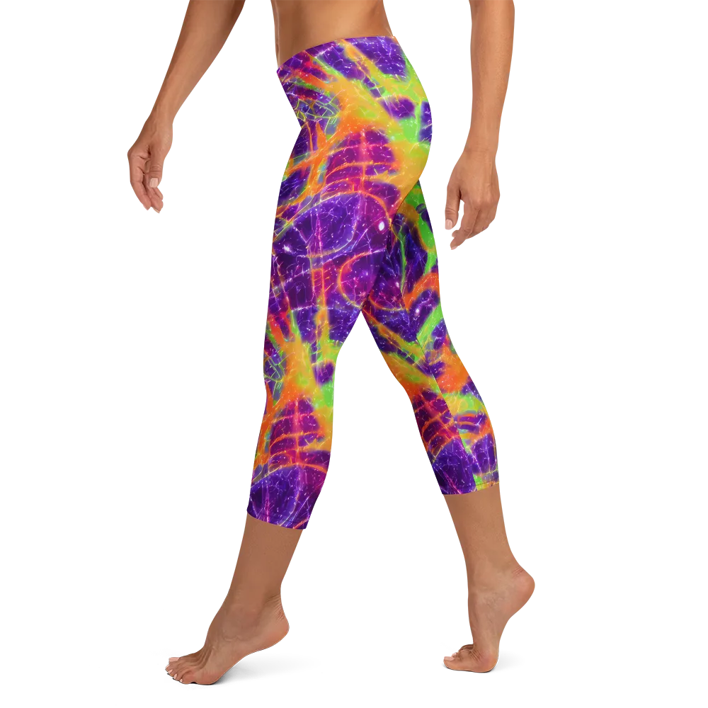 Purple Inferno on Capri Leggings — Left
