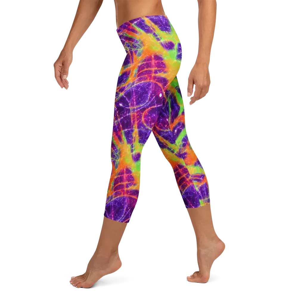 Purple Inferno on Capri Leggings — Left
