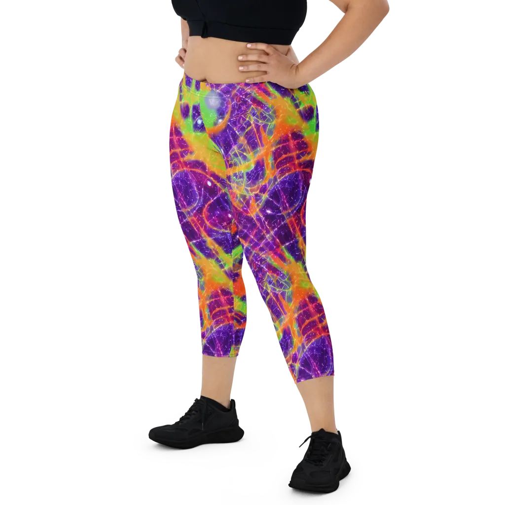 Purple Inferno on Capri Leggings — Front