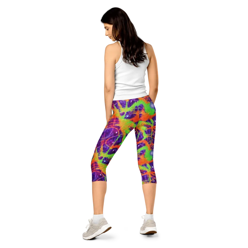 Purple Inferno on Capri Leggings — Back