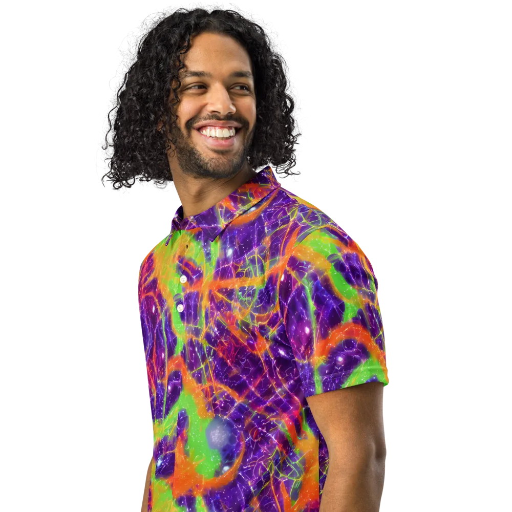 Purple Inferno on Men's Slim Fit Polo Shirt — Left Front