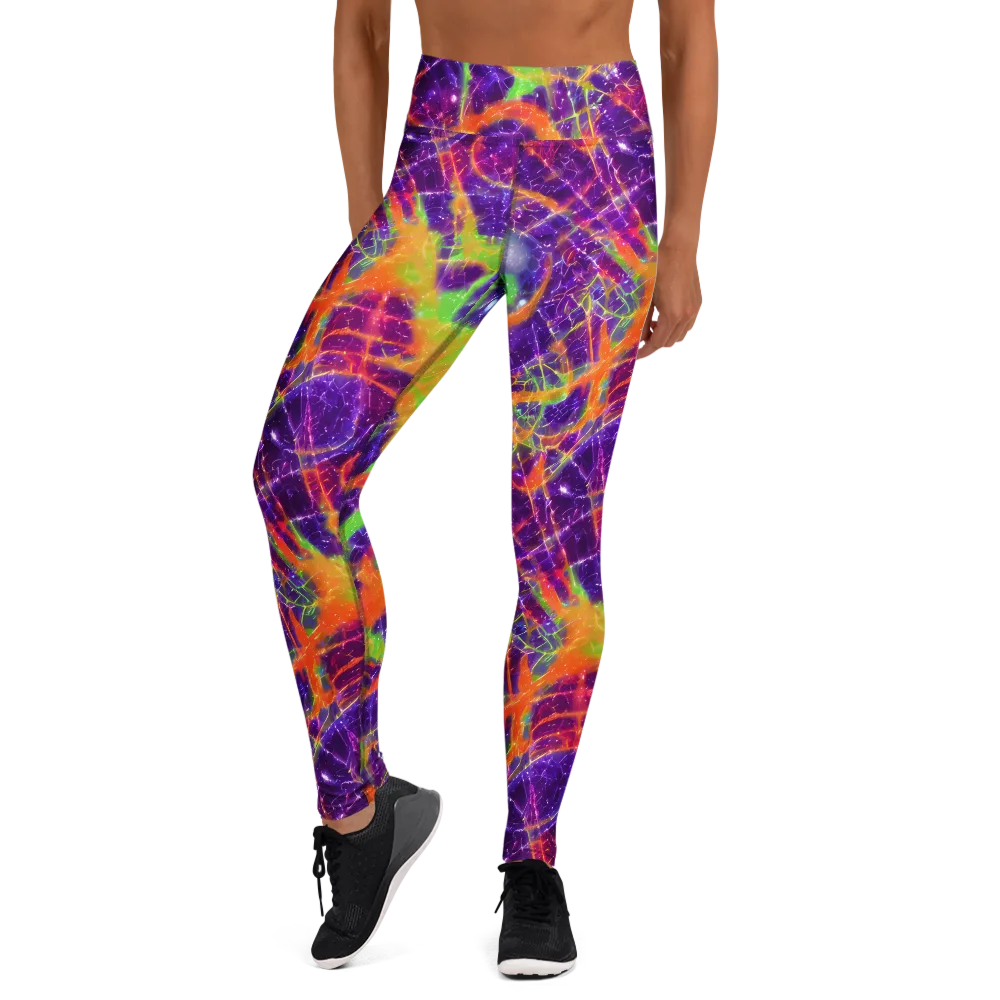 Purple Inferno on Yoga Leggings — Front