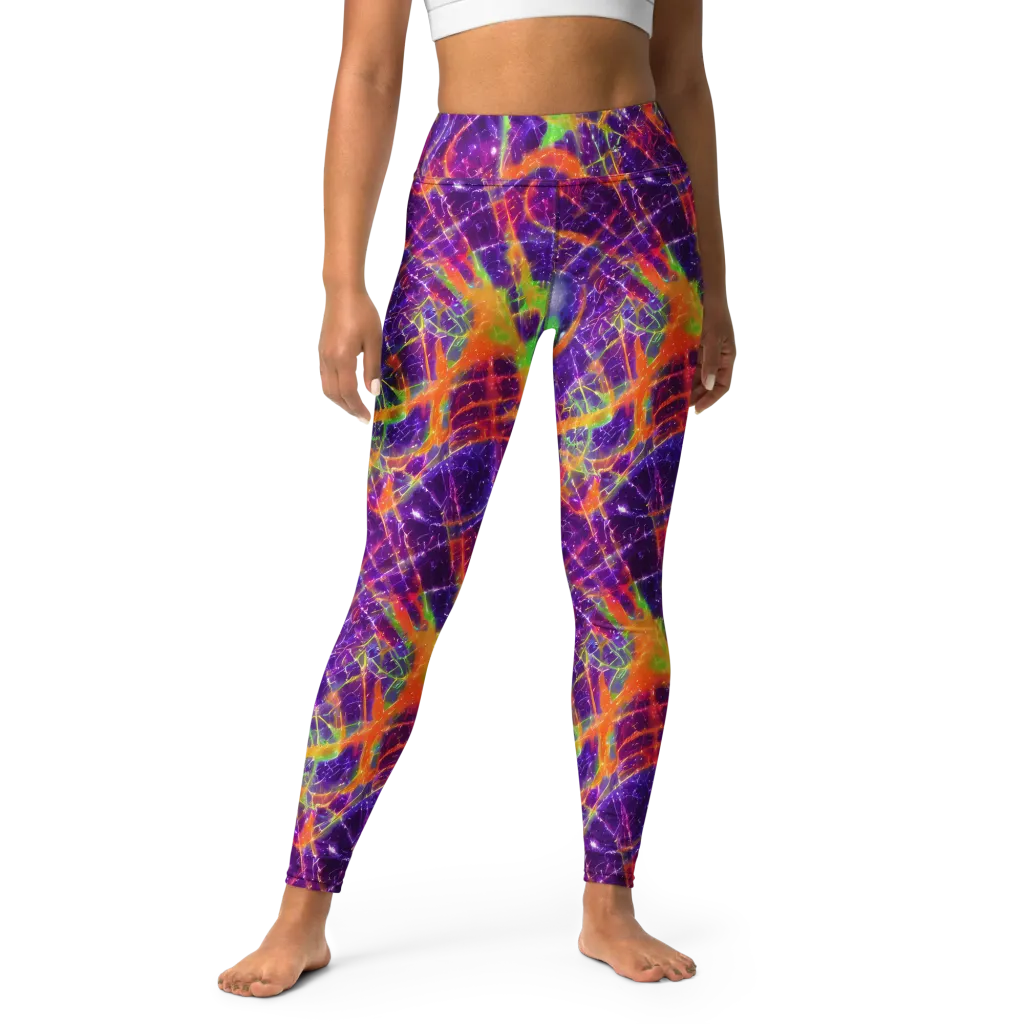Purple Inferno on Yoga Leggings — Front