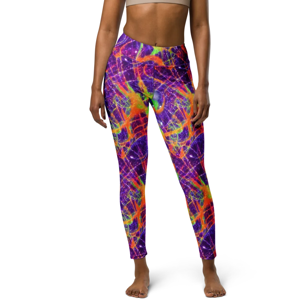Purple Inferno on Yoga Leggings — Front