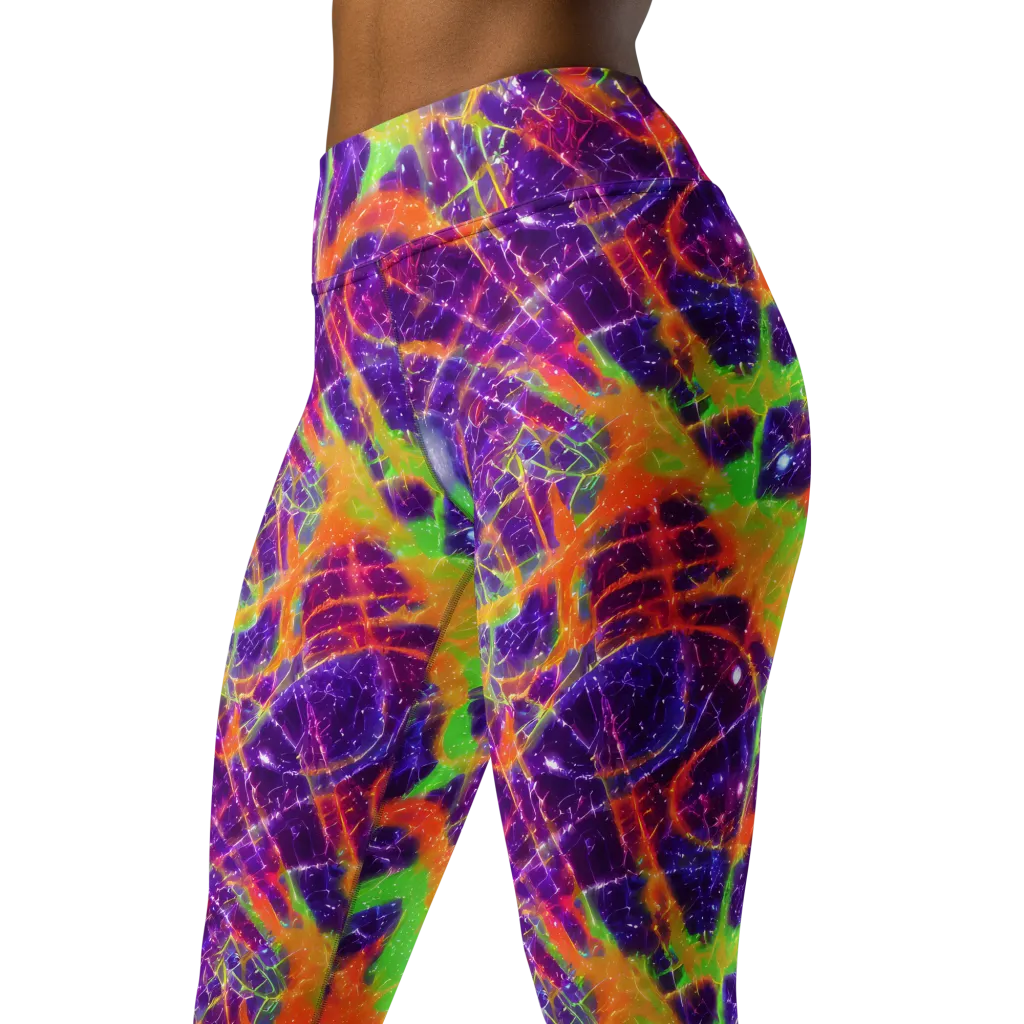 Purple Inferno on Yoga Leggings — Left Front