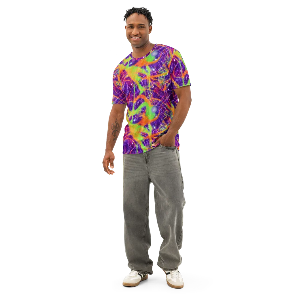 Purple Inferno on Men's Cotton Crew Neck T-Shirt — Front