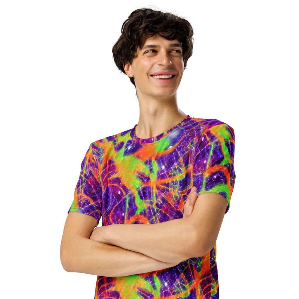 Purple Inferno on Men's Crew Neck T-Shirt — Left Front