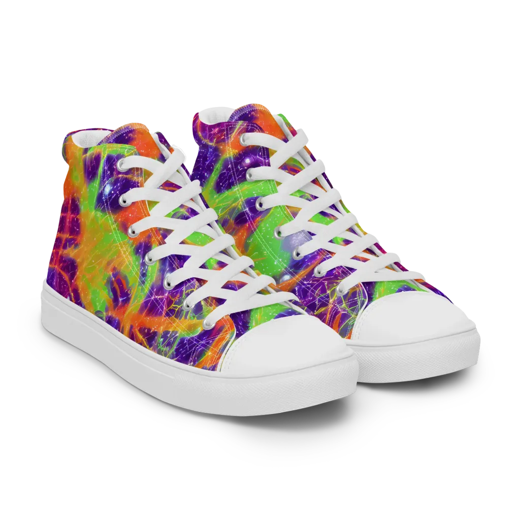 Purple Inferno on Men's High Top Canvas Shoes — Right Front