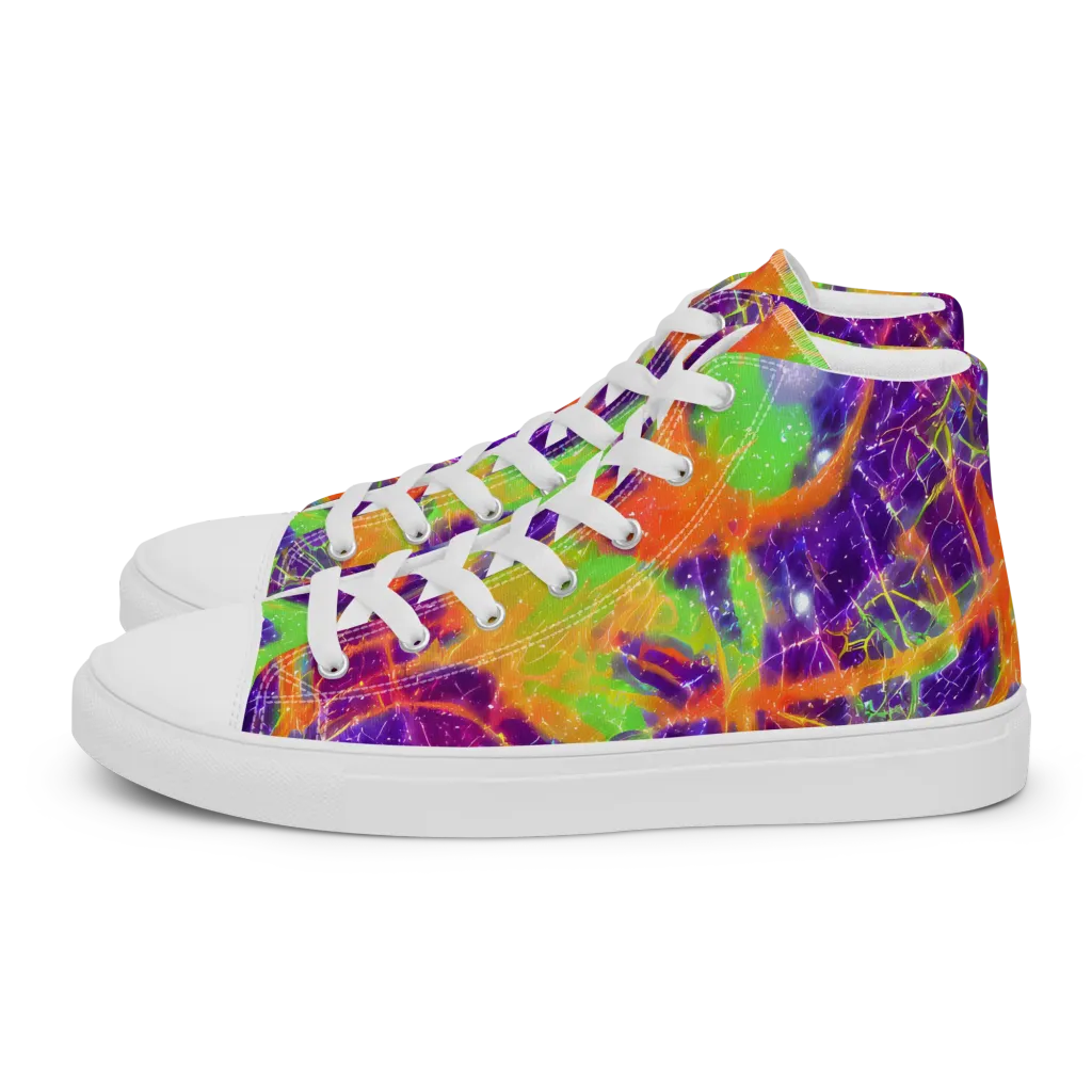 Purple Inferno on Men's High Top Canvas Shoes — Left