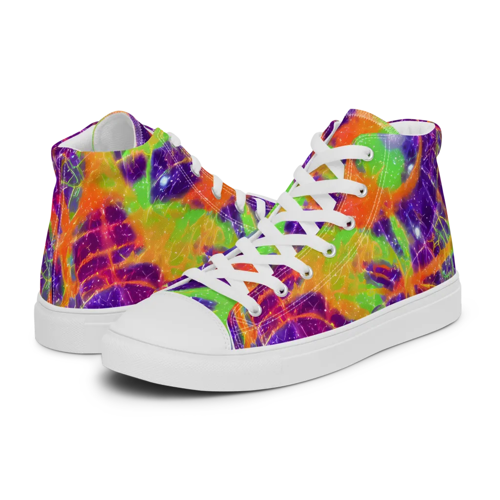 Purple Inferno on Men's High Top Canvas Shoes — Left