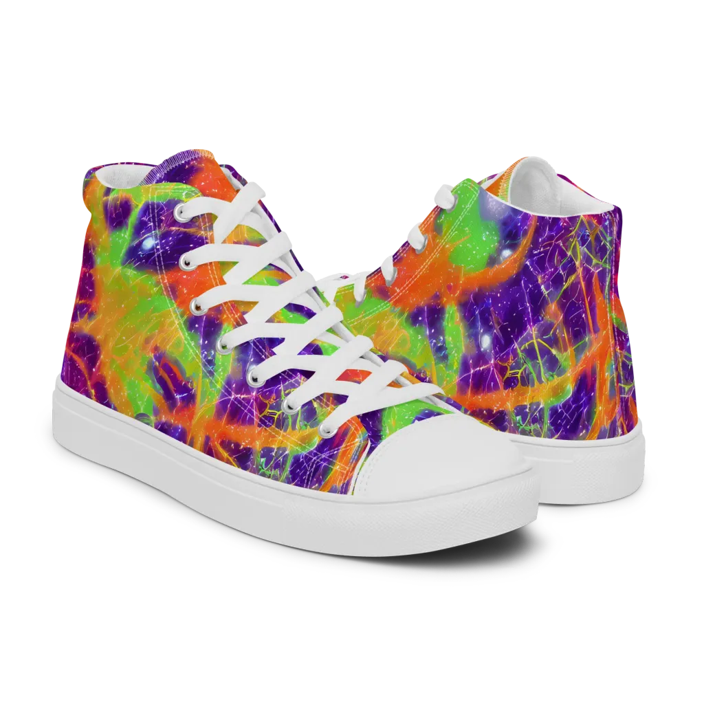 Purple Inferno on Men's High Top Canvas Shoes — Right