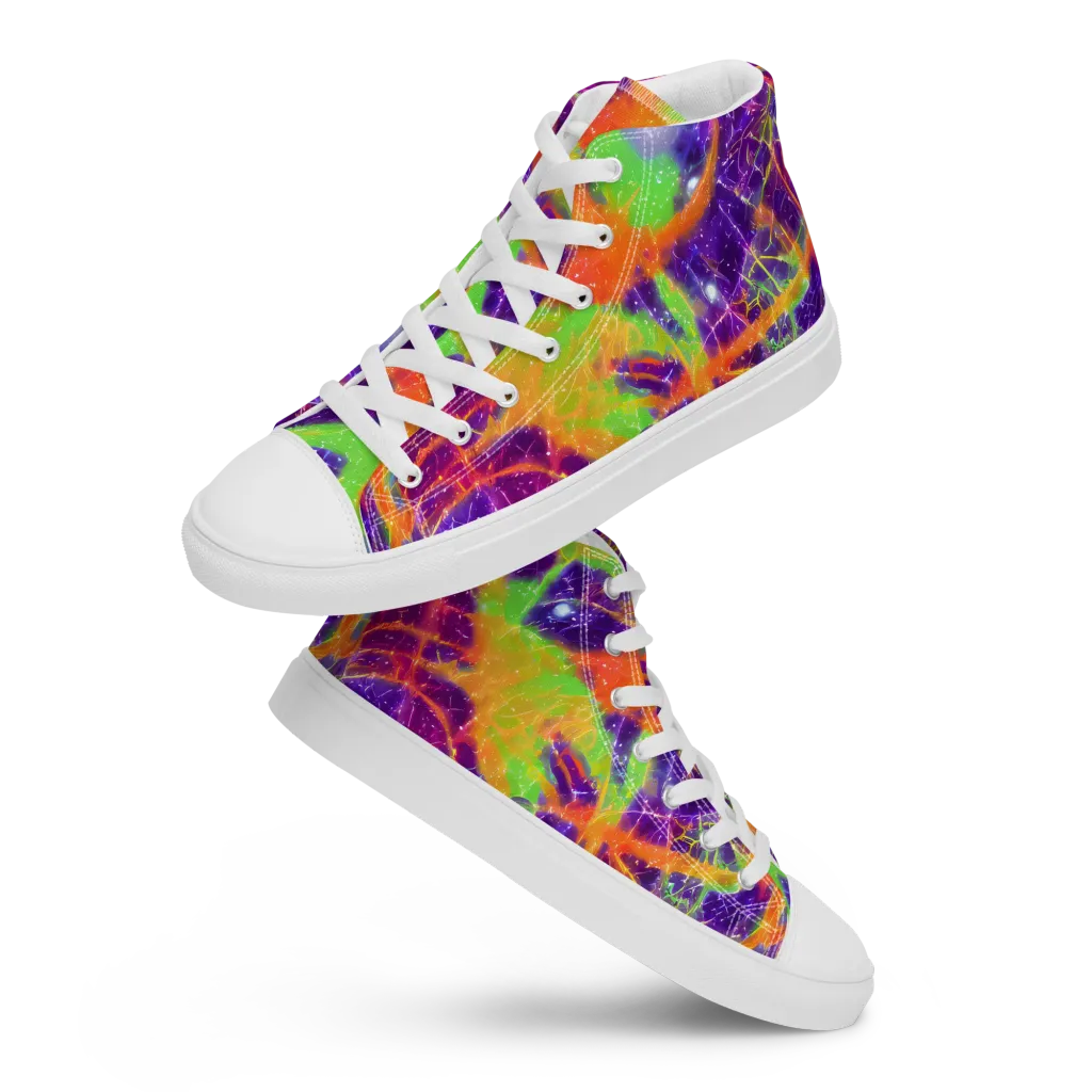 Purple Inferno on Men's High Top Canvas Shoes — Front