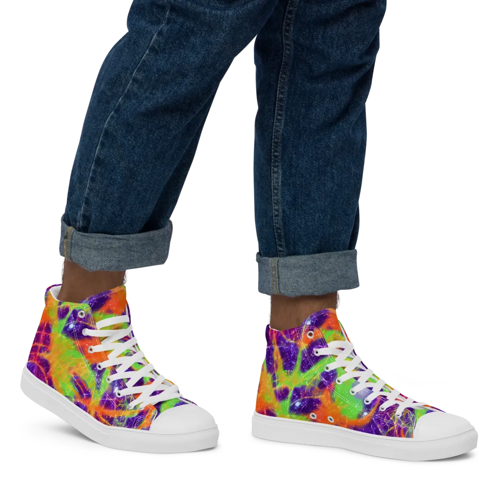 Purple Inferno on Men's High Top Canvas Shoes — Right