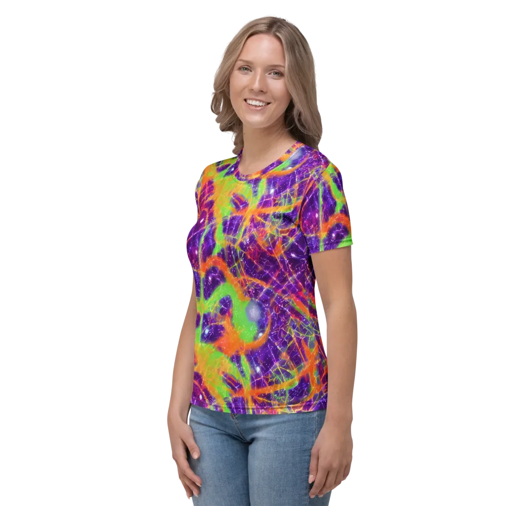 Purple Inferno on Women's Crew Neck T-Shirt — Left