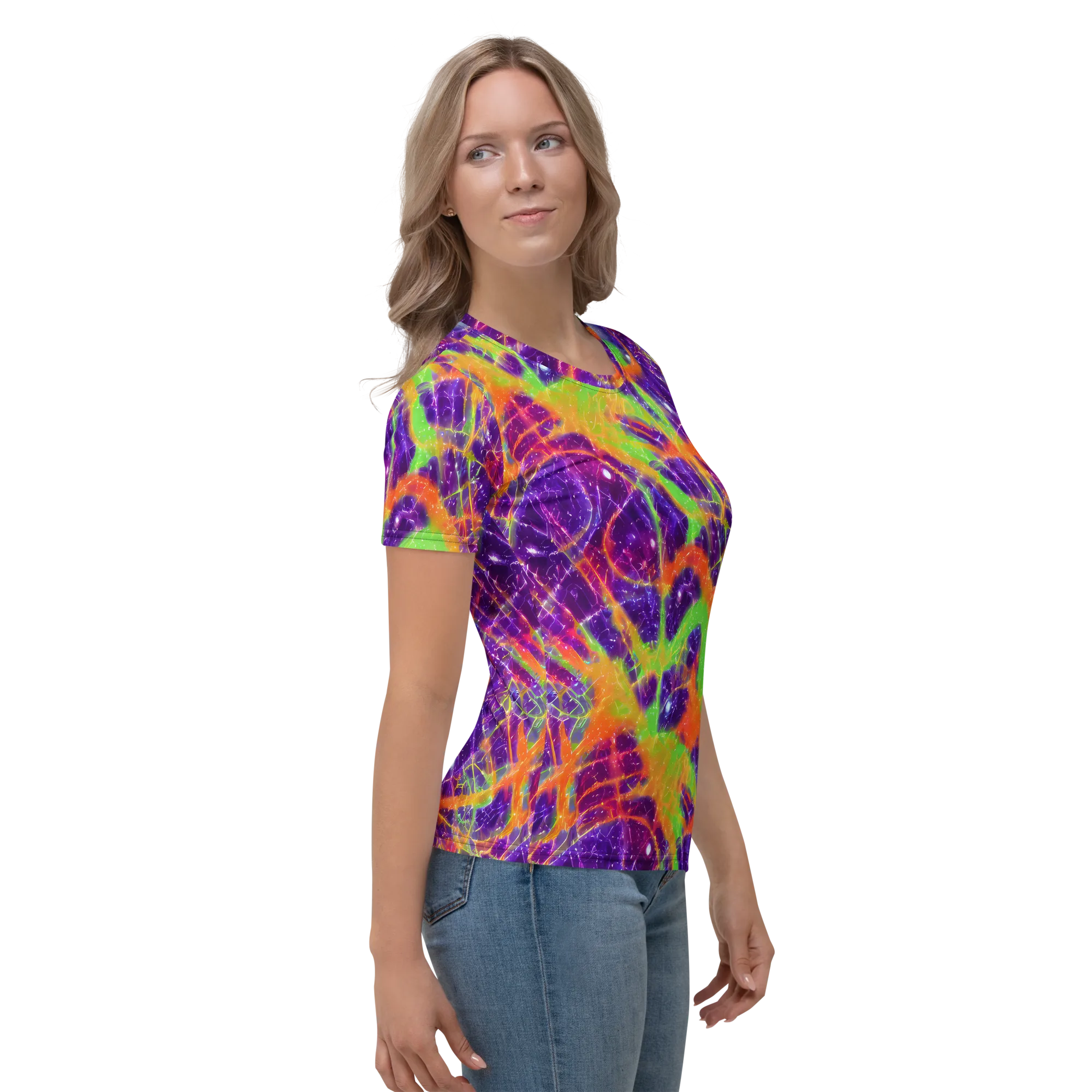 Purple Inferno on Women's Crew Neck T-Shirt — Right