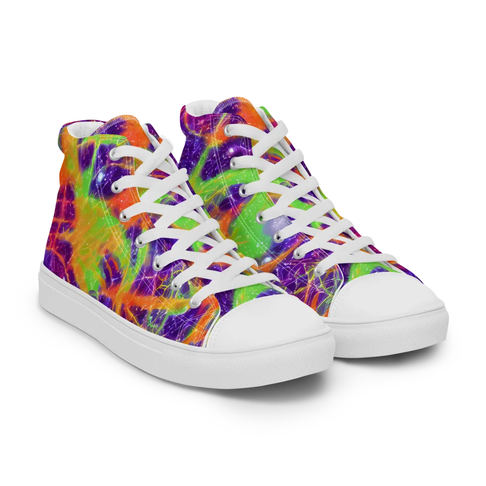 Purple Inferno on Women's High Top Canvas Shoes — Right Front