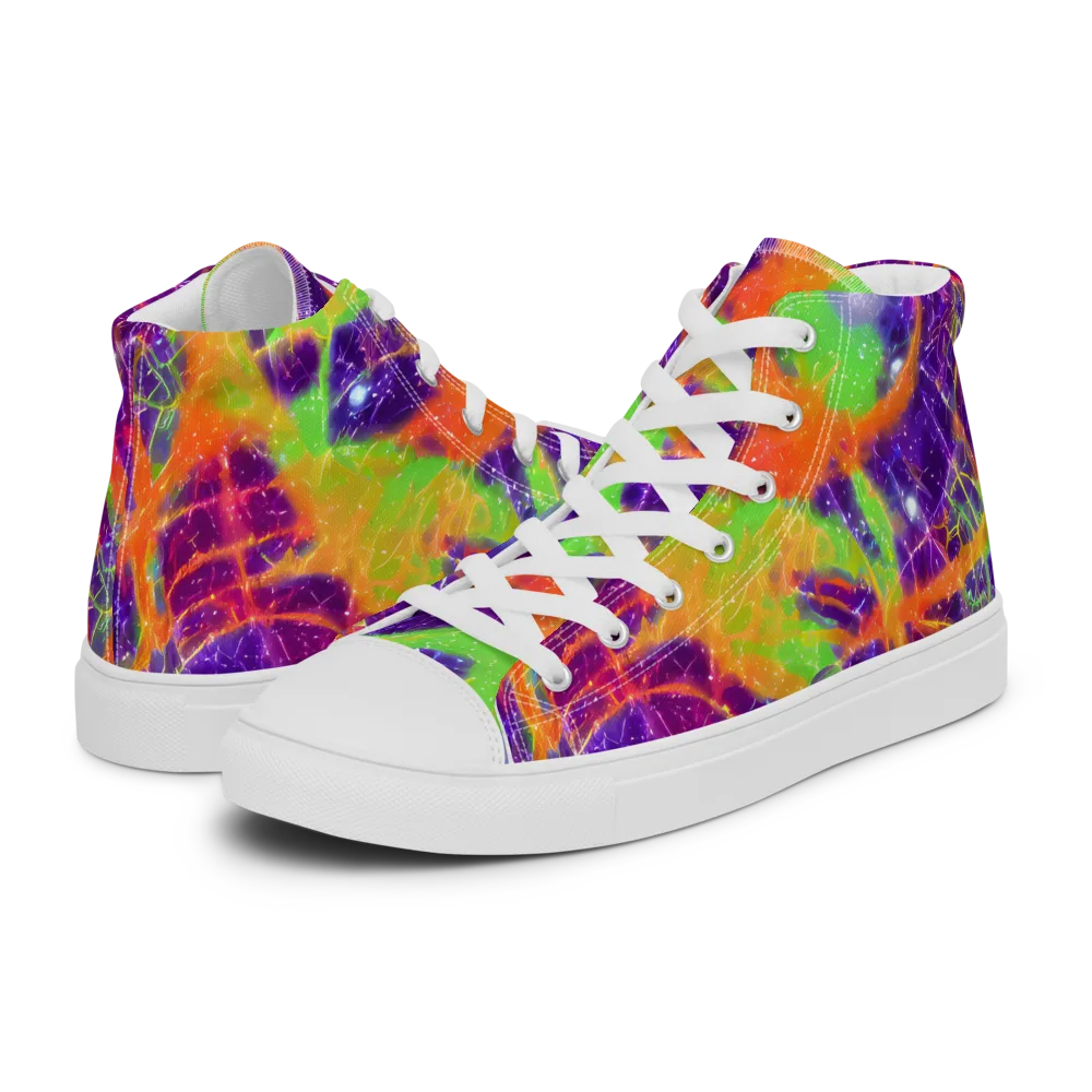 Purple Inferno on Women's High Top Canvas Shoes — Left