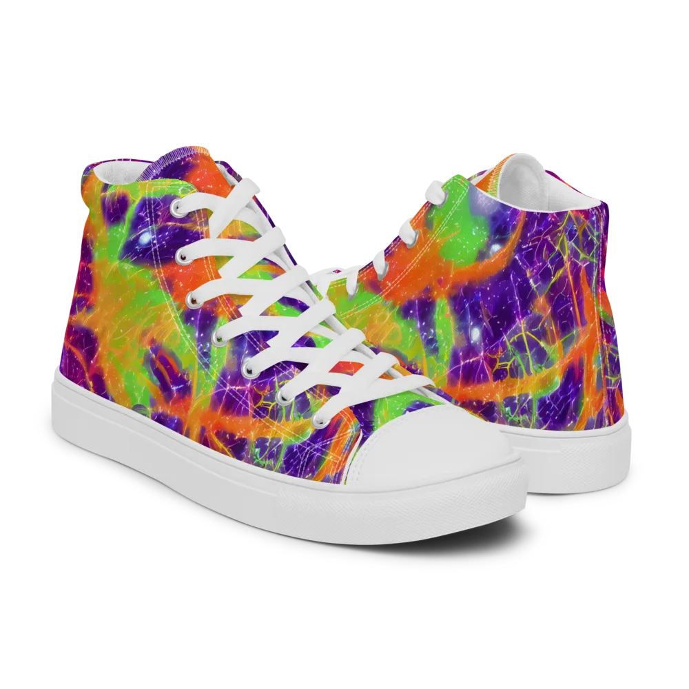 Purple Inferno on Women's High Top Canvas Shoes — Right