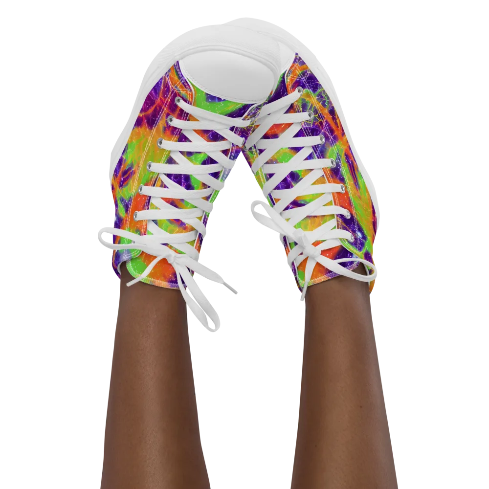 Purple Inferno on Women's High Top Canvas Shoes — Front